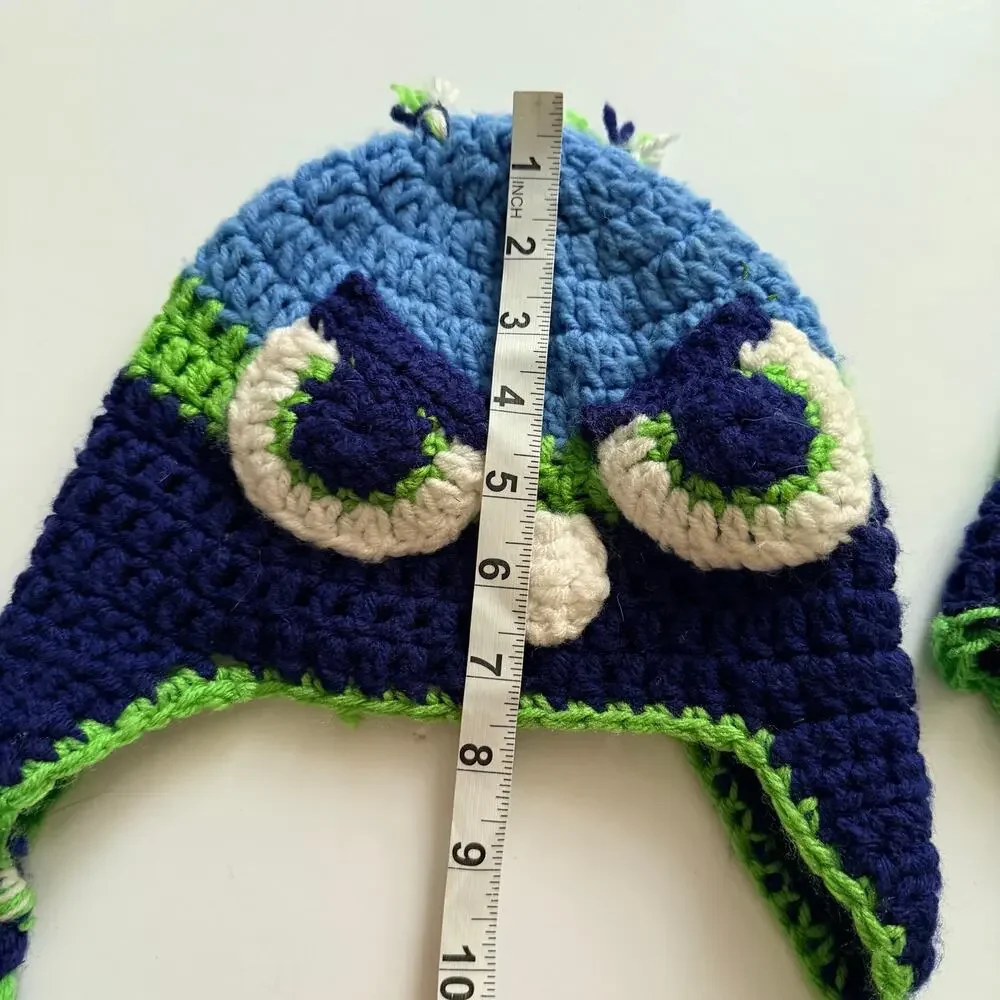 Handmade Crocheted Seahawks Beanie Bundle - Youth Size